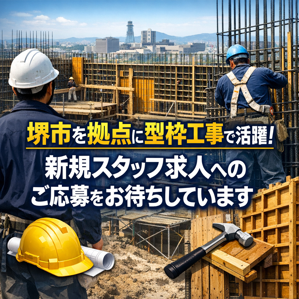 堺市を拠点に型枠工事で活躍！新規スタッフ求人へのご応募をお待ちしています